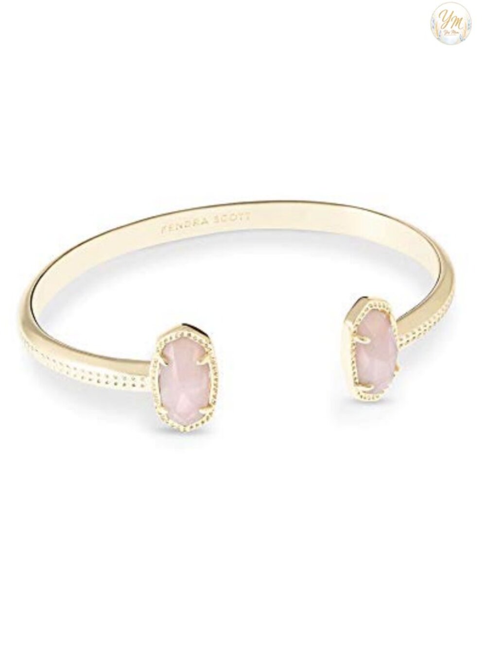 Cuff Bracelet Adjustable Gold Plated Oval Stone